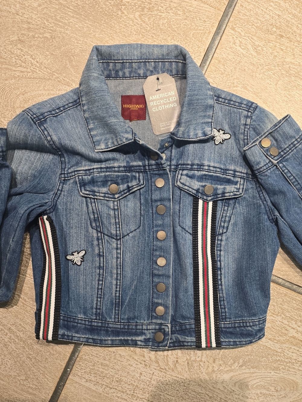 Upcycled Designer Insipered Jean Jacket Classic blue denim jacket - Picture 10 of 11